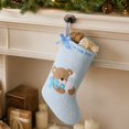 thumbnail image 3 of Blue Christmas Stocking with Teddy Bear and Bottle Design, Knitted Fabric, for 's First Christmas, Christmas Tree Decoration, 3 of 4