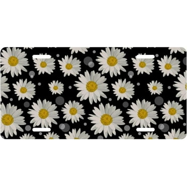 Sdmnsg-T 12x6 inch White Daisies Decorative Car Front License Plate, Vanity Tag, Metal Car Plate, Aluminum Novelty License Plate