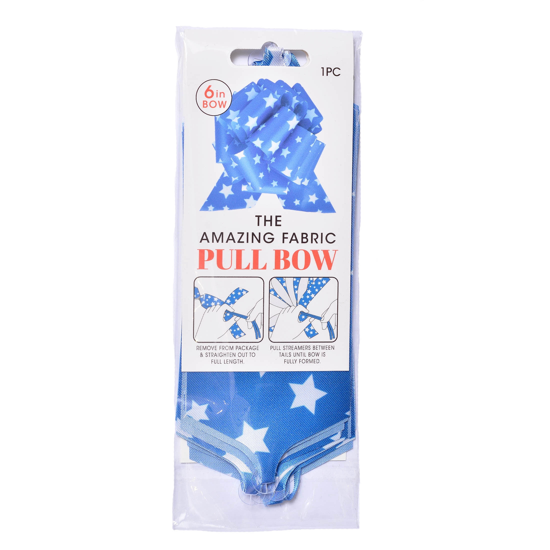 Gwen Studios 6 Inch Patriotic Pull Bows, 12 Count, Blue & White Stars