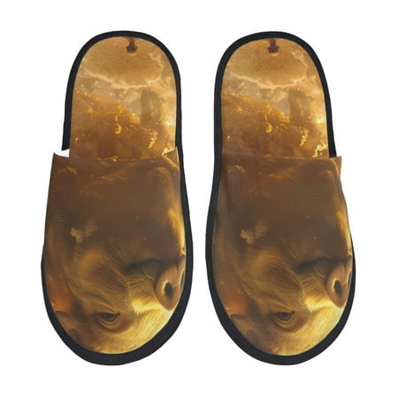 Balery Golden Pig Cloud Fantasy Slient Indoor Furry Fleece Comfort House Shoes Soft Non-Slip Home Shoes Cotton slippers House Slippers-- Medium