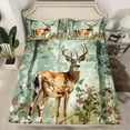 thumbnail image 2 of Manfei Cartoon Elk Deer Full Size Sheets for Man, Vintage Western Cabin Bed Sheets, Rustic Animal Wildlife Sheet Sets, Lightweight Room Decor, 4 Pieces, 2 of 7