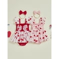 thumbnail image 3 of BemeyourBBs Baby Girl Valentines Day Outfits Newborn Heart Romper Dress Sleeveless Smocked Dress and Headband Cute 2 Piece Spring Summer Clothes Set, 3 of 9