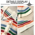 thumbnail image 5 of OwnShow Women's 2 Piece Crochet Knitted Short Outfits Stripe Button Crop Tops Sexy Shorts Sets, 5 of 9