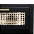 thumbnail image 5 of DecMode 18" x 26" Black Wood 1 Drawer and 1 Cubby Shelf Accent Table with Beige Rattan Drawer and Gold Handle, 1-Piece, 5 of 15
