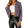 thumbnail image 5 of Allegra K Women's Long Sleeve Solid Color Collarless Shaggy Soft Faux Fur Coat, 5 of 6