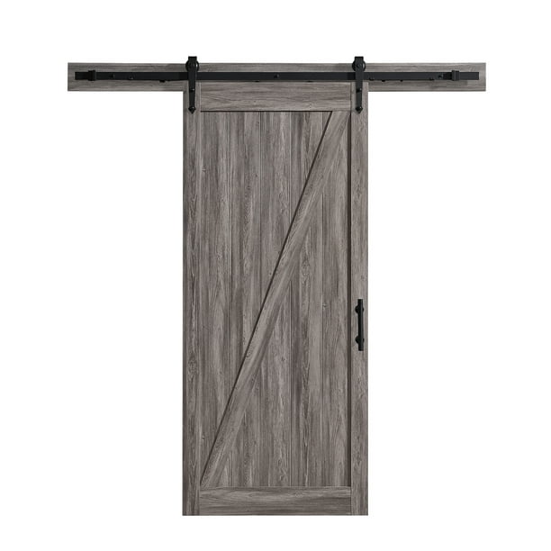 Ove Decors Cornwall Sliding Barn Door Soft Close Textured Aged Wood Black Finish Victorian Hardware Kit Included 36in X 84in Com Ove Decors Cornwall Sliding Barn Door, Soft Close Sliding Barn Door Hardware