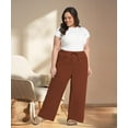 thumbnail image 3 of CASSIE LIZ Womens Plus Size Pants 2X Brown Lounge Yoga Pants Knit Palazzo Summer Athletic Pants Casual Workout Wide Leg Pants Fashion Loose Fit Drawstring Exercise Pants with Pocket 2XL 18W 20W, 3 of 8