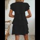 thumbnail image 4 of Elegante Vestido de para Mujer, con Volantes, , Cuello Redondo, Mangas Abullonadas, Vestido Midi Fluido para Cóctel o Fiesta Negro XXL, 4 of 5
