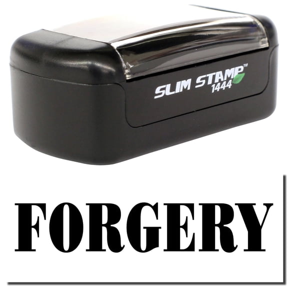 Slim Pre-Inked Forgery Stamp, Slim 1444, Ultra Slim Design, Impression Size 1/2" by 1-3/4", Up to 25,000 Impressions - Black Ink