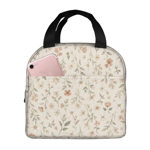 Daisy Floral Botanical Lunch Bag Reusable Thermal Lunch Box with Handle for Women and Men