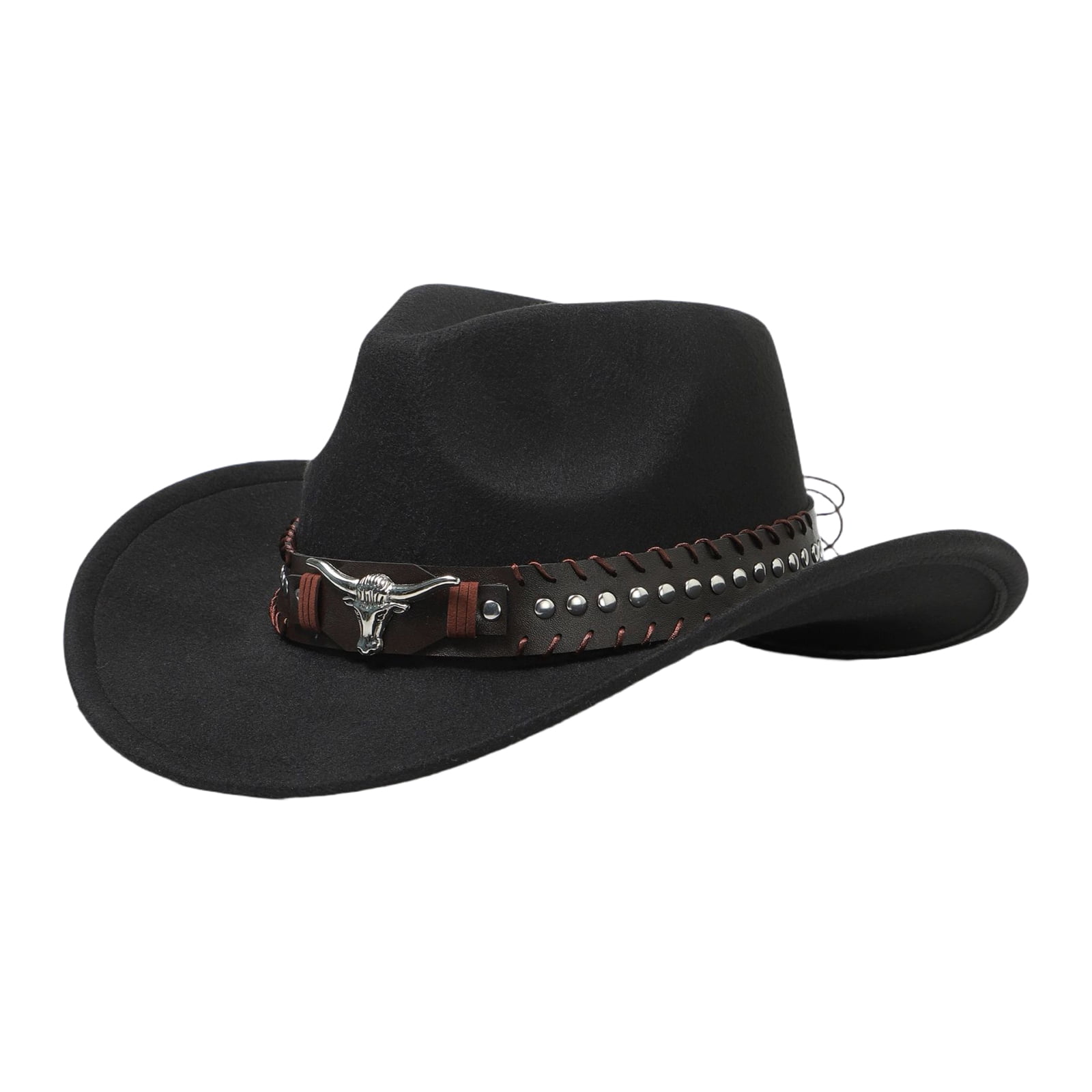 3665 Felt Fedora Western Cowboy Hat For Women Men, Rolled Wide Brim Jazz Retro Western Cowboy Hat for Women Men Roll up Comfortable  main image 2