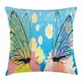 thumbnail image 1 of Angel Wings Throw Pillow Cushion Cover, Butterfly Collects Pollen from the Flower Hippie Daisy Garden of Blooms Pattern, Decorative Square Accent Pillow Case, 18" X 18", Multicolor, by Ambesonne, 1 of 2