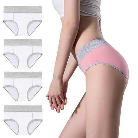 ATOYSOY Women s Shapewear Control Briefs Seamless Plus Size Hip Lifting Cotton Panties  4 Pack Underpants Solid Panty Classic Briefs Girls Comfy Multipack Clearance Stretchy White L