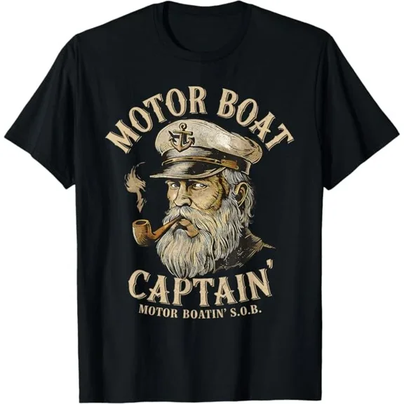 Motor Boat Captain Funny Boating Motor Boatin Lake Humor Tee Cool Unisex T-Shirt up to Size 5XL
