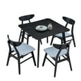 thumbnail image 6 of Kitchen Table and Chairs for 4, Wooden Dining Table Set, Square Kitchen Table and 4 Fabric Upholstered Dining Chairs for Dining Room, Kitchen, Saving Space, Black, 6 of 9