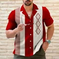 thumbnail image 3 of Men's Casual Shirts Shirt Bowling Striped Graphic Prints Geometry Cuban Collar Black Light Green Wine Blue Outdoor Short Sl, 3 of 5
