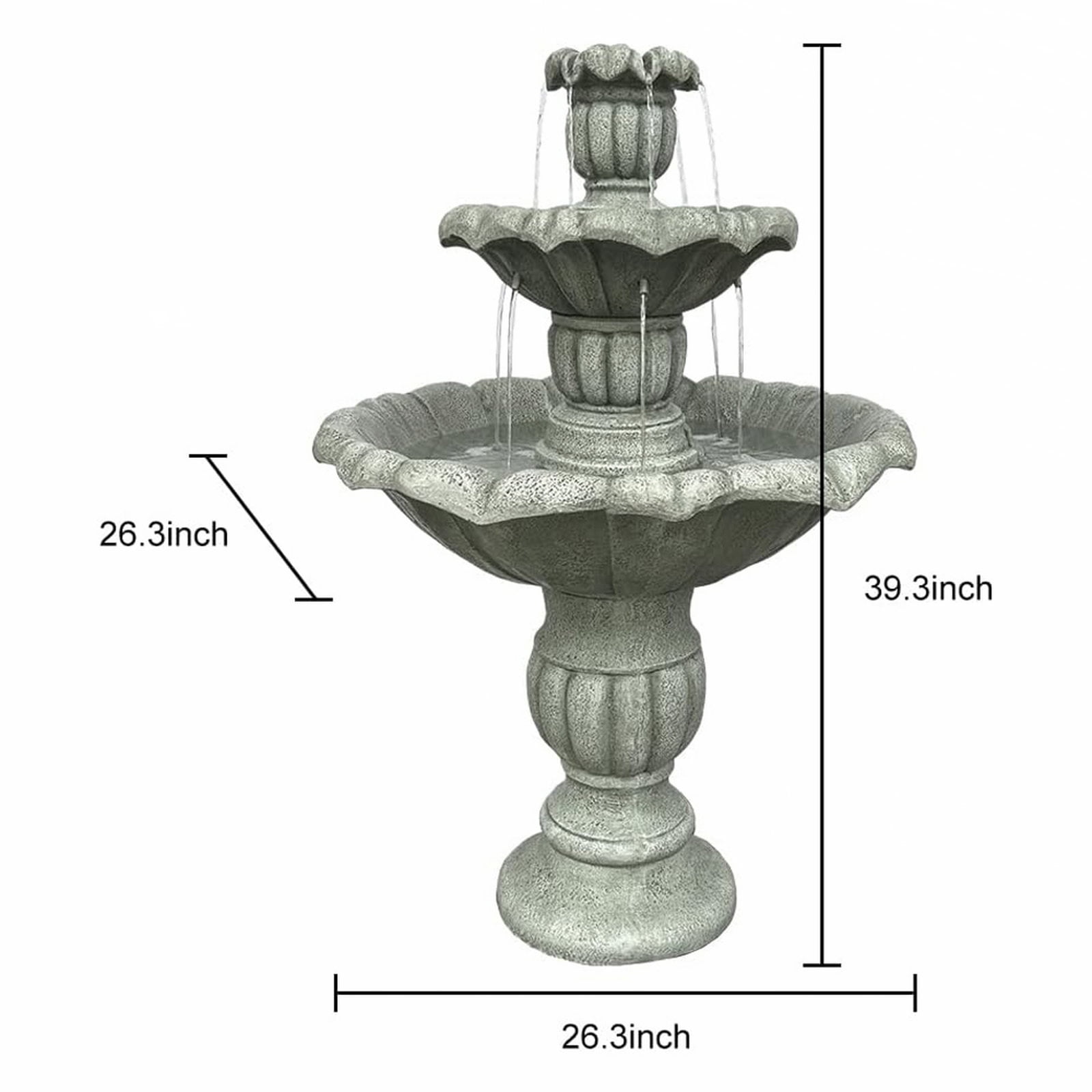 Hamiedun 35'' H 3-Tier Outdoor Water Fountain - With Submersible Electric Pump- Garden Cascading Waterfall for Yard Patio Lawn Home Decor