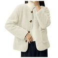thumbnail image 4 of YDFCWXW Lightweight Cardigan Jacket for Women Classy Thick Lapel Collar Winter Coats Cropped Shearling Outerwear Beige, 4XL, 4 of 8