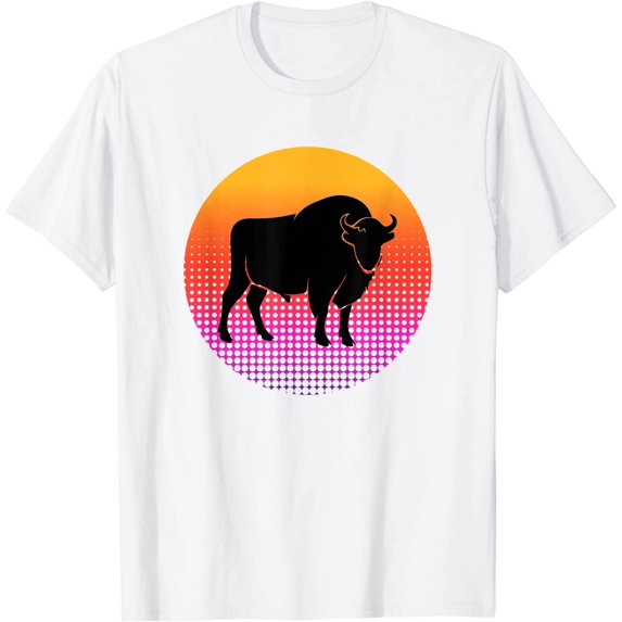 Cool Bull Cattle Animal Silhouette Farm Animal at Sunset T-Shirt
