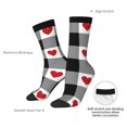 thumbnail image 4 of Vsdgher Heart Black Buffalo Plaid Gingham Crew Socks for Men & Women, Breathable Casual Athletic Ankle Socks, 4 of 6