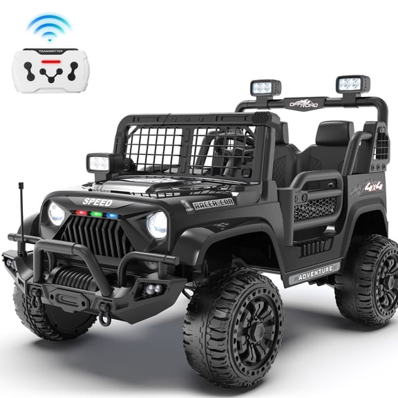 Joyracer 4WD 24V Ride On Toys Truck with Remote Control, 2 Seater 800W 9AH Powered Ride on Electric Car, Bluetooth MP3 Music, 4 Wheels Suspension, 3 Speeds, Black