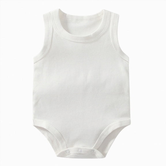 Xyant Unisex-Baby Sleeveless Bodysuits Cotton One-piece Boy Girl Summer Clothes (White,9-12 Months)