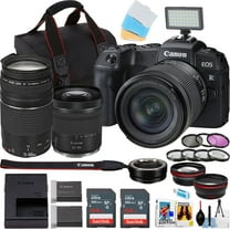 Canon EOS RP Mirrorless Camera w/24-105mm and 75-300mm Lens   2pc 64GB Sandisk Ultra Memory Card   Camera Case   More (18pc Bundle)