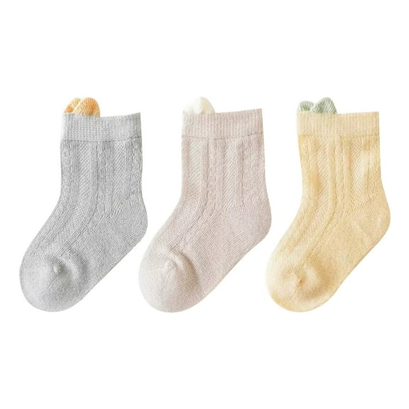 EnJoCho Socks Floor Socks Cotton Socks Cartoon Ultra Thin Breathable For Spring To Autumn Solid Color 3pcs Toddler Baby Kids Boys Girls Soft Cute Casual Socks School Home Indoor&Outdoor Wear