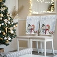 thumbnail image 3 of Christmas Chair Covers Set of 8 Cute Winter Snowman Snowing Scenery Wood Grain Chair Back Covers Stretch Removable Washable Slipcovers Protector for Dining Room Kitchen Party Decor, 3 of 5