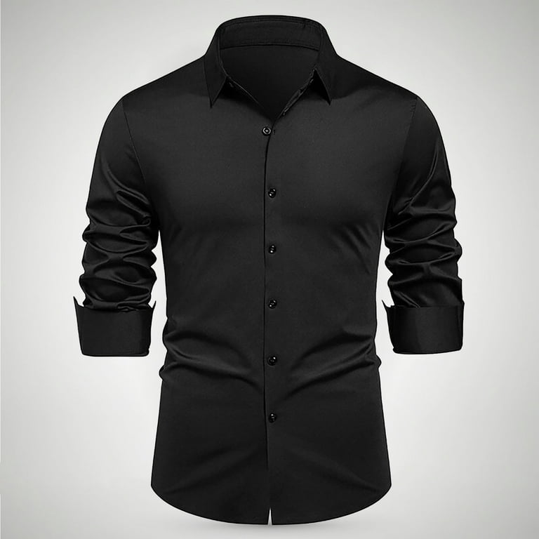 BVOFAR Men's Muscle Fit Shirts Big and Tall Button Down Shirts Stretch Slim  Fit Athletic Tops Business Casual Long Sleeve Shirt - Walmart.com