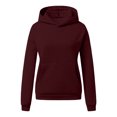 thumbnail image 4 of Scyoekwg Sweatshirt for Women Trendy Classic Solid Colors Long Sleeve Essentials Hoodie Pullover Tops Hooded Neck Pullover Sweatshirt Casual Hoodie Tops Ladies Sweatshirts Wine L, 4 of 5