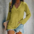 thumbnail image 2 of Diufon Womens Pullover Tops Casual Loose Solid Color Blouses V Neck Long Sleeve Breathable Tops, 2 of 4