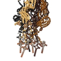 Set of 12 X Rosary St BENEDICT wood beads Jerusalem rosary CATHOLIC Rosary Crucifix Necklace lot of 12, Wedding, Memorial Religious Favor