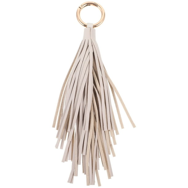 Llavero de borla de cuero Llavero de borla de cuero decorativo Llavero de bolso con dije