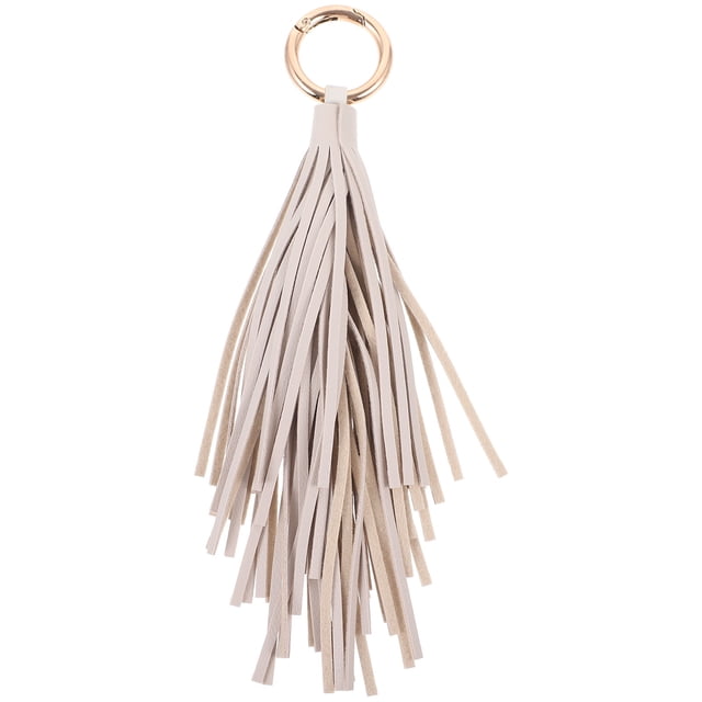 Llavero con borla de cuero, llavero decorativo con borla de cuero, llavero con dije para monedero, llavero para bolso