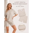 thumbnail image 5 of DAKIMOE Womens Pajamas 2 Piece Lounge Sets for Women Ribbed Knit Matching Outfits Loose T-Shirt and Bodycon Biker Shorts Sleepwear Sweatsuits S-XL, Camel, M, 5 of 8