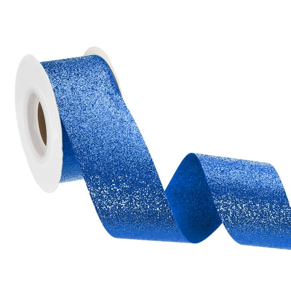 1-1/2" x 10 Yards Sparkle Ribbons, Gift Wrapping Crafts Cut Edge Ribbon, Dark Blue