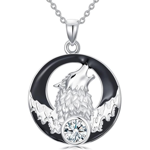 SOULMEET Wolf Necklace with Synthetic Birthstone Wolf Pendant Necklace Gift for Women