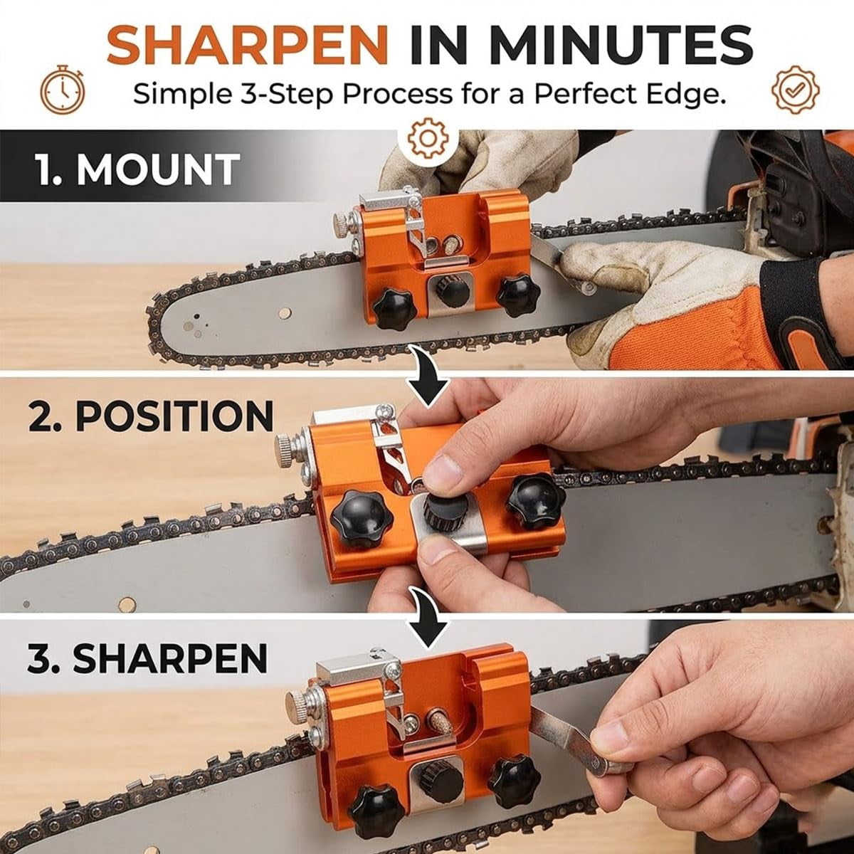 Lumanee Razor wolf Chainsaw Sharpener - Portable Kit with 5 Stones, Sharpen in 3-5s, fits any 4-22" chainsaw. Beginner-friendly, portable 5-stone kit includes wrench