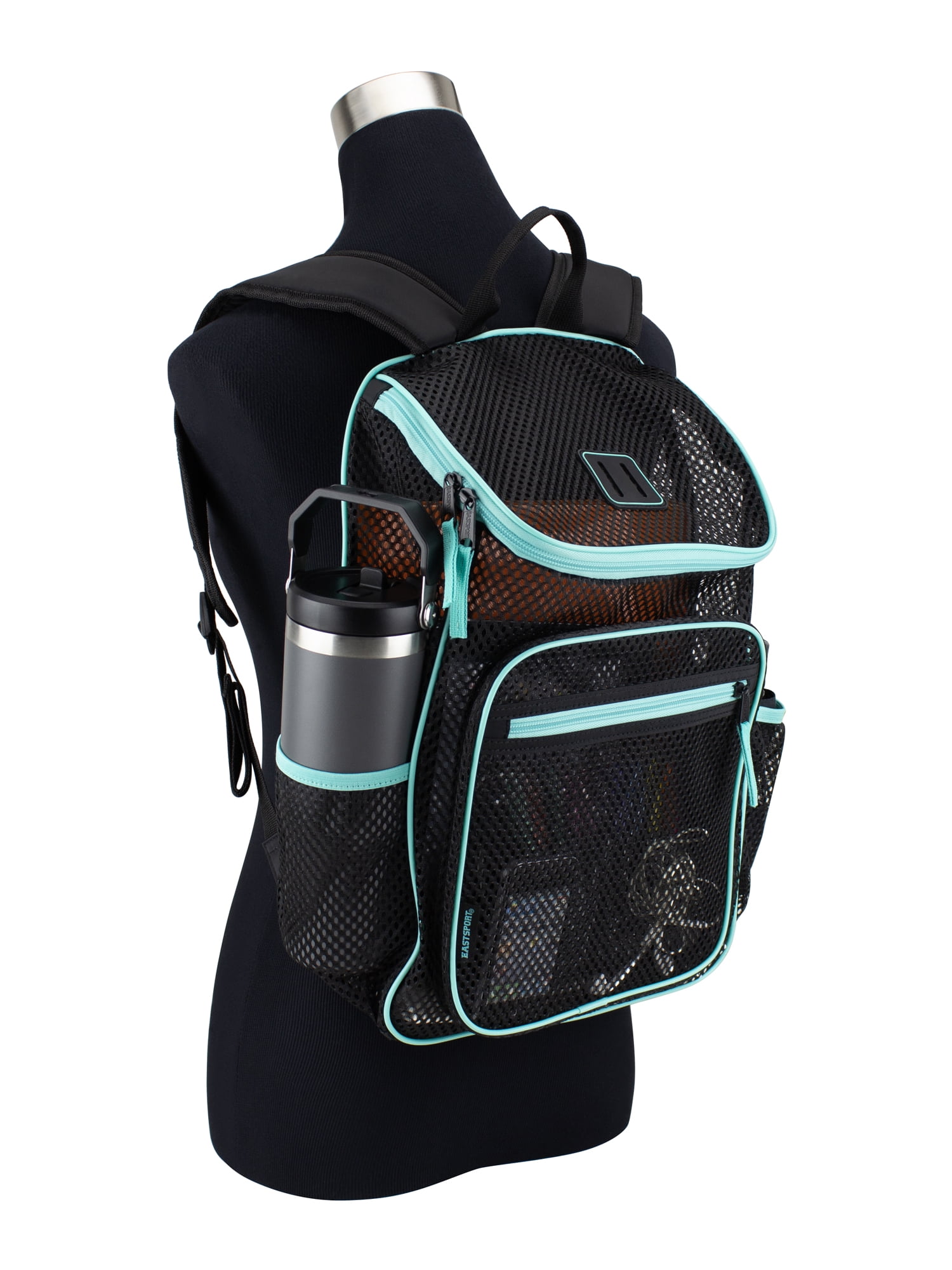 Eastsport Myth Pro Top Loader Mesh Backpack, Black/Pool Blue