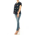 thumbnail image 5 of Women's Floral Print Overlapping Short Sleeve Top with Front Tie Collar, 5 of 5