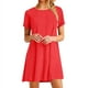 thumbnail image 1 of Puntoco Vestido Manga Corta Talla Grande Color Liso Rojo L,Regalos Para Mujer Joven, 1 of 5