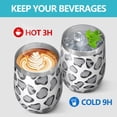 thumbnail image 4 of 12oz Stemless Wine Tumblers White and Gray Of Leopard Print Vacuum Insulated Stainless Steel Travel Tumbler Cups Mug with Lid and Straw for Champaign,Cocktail,Beer with Cleaning Brush, 4 of 5