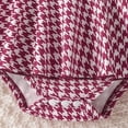 thumbnail image 4 of Quealent Newborn Baby Girl Clothes Smocked Bubble Romper Dress + Socks + Headband Cute Spring Summer Baby Girl Clothes (Wine, 12-18 Months), 4 of 8