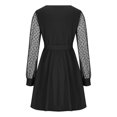 thumbnail image 5 of Blczomt Black Womens Holiday Dress Mini Lace Long Sleeve Dress Wrap V Neck Formal Solid Dressy Casual Dresses, 5 of 6