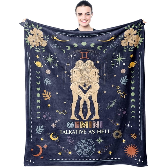 Gemini Gifts Blanket 50"x60", Gemini Gifts for Women, Gemini Zodiac Gifts, Gifts for Gemini Women, Gemini Birthday Gifts, Astrology Gifts for Women, Zodiac Gifts, Constellation Horoscope Gifts
