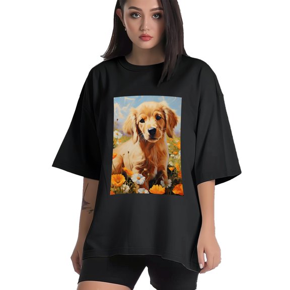 Plus Size Shirt for Women Black Tops for Women Short Sleeves Shirt for Women Puppy T Shirt Crewneck Shirt for Women XS