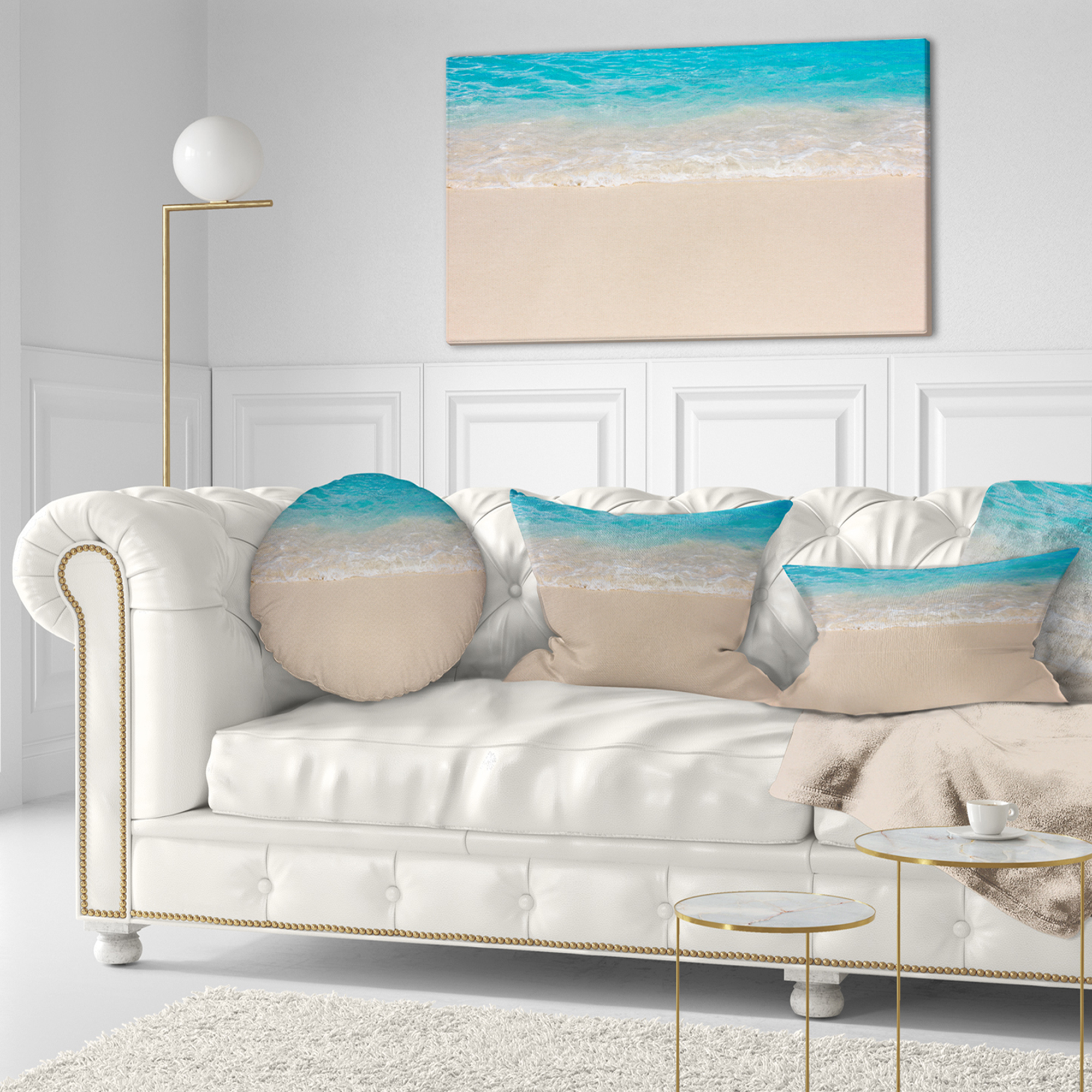 Designart 12" x 20" Blue Polyester Throw Pillow