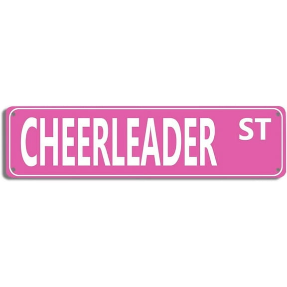 Retro Style Pink CHEERLEADER Street Metal Tin Sign, 4"x16", Perfect for Home, Dorm, or Dance Room Decor, Unique Squad Accessory (B73)
