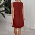 thumbnail image 7 of JGGSPWM Summer Dresses for Women Solid Color Button Loose Casual A Line Dress Sleeveless V-Neck Sundress Mini Dress Red L, 7 of 7